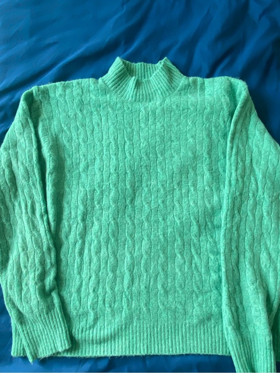 J. Crew Sweaters - J.Crew Green Cable Knit Mock Neck Sweater